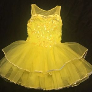 Weissman Yellow Sequin Kids Dance Costume